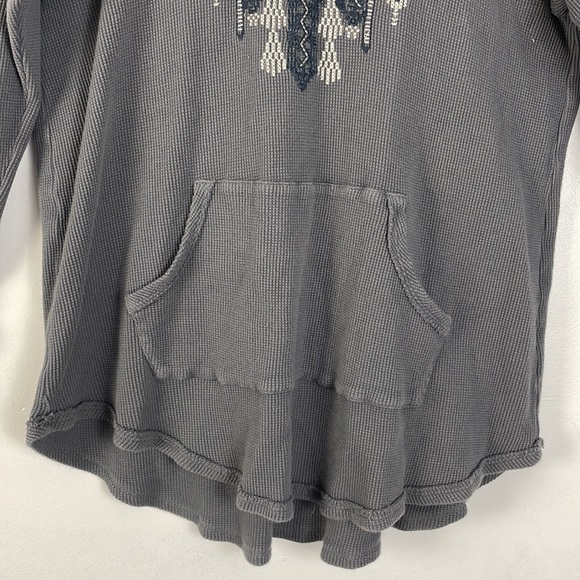 Johnny Was Charcoal Floral Embroidered Hoodie Blouse - Picture 4 of 7